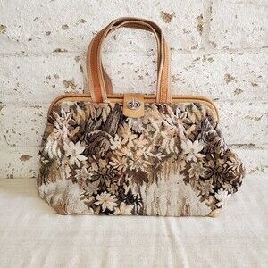 Vintage | Art Floral Tapestry & Leather Purse